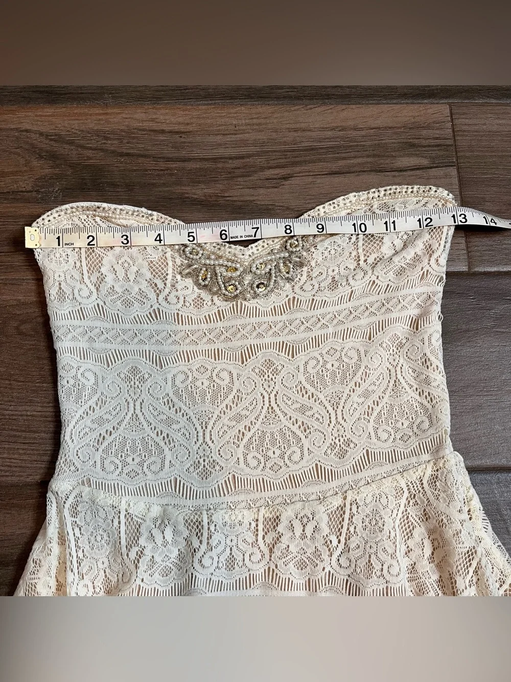 Free people strapless lace skater dress ivory